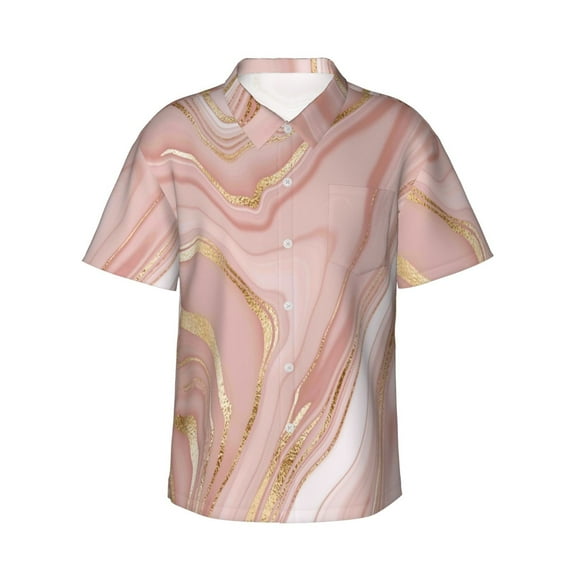 Disketp Hawaiian Shirts For Men,Rose Gold Glitter Splatter Print Mens Casual Short Sleeve Button Down Shirts Beach Shirt