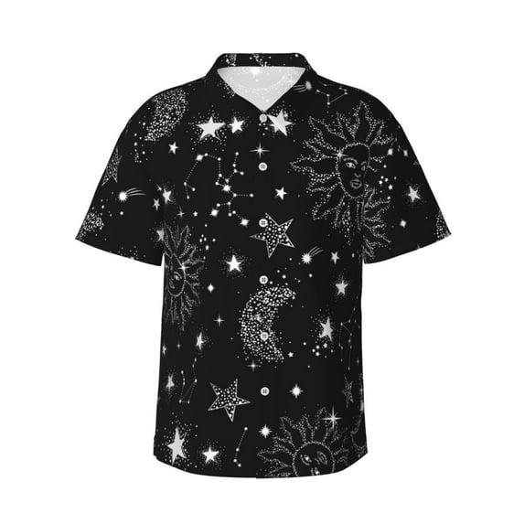 Disketp Hawaiian Shirts For Men,Space Galaxy Print Mens Casual Short Sleeve Button Down Shirts Beach Shirt