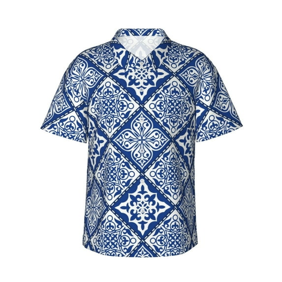 Disketp Hawaiian Shirts For Men,Stylized Flowers Vintage Boho Print Mens Casual Short Sleeve Button Down Shirts Beach Shirt