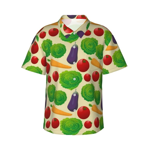 Disketp Hawaiian Shirts For Men,Vegetable Print Mens Casual Short Sleeve Button Down Shirts Beach Shirt