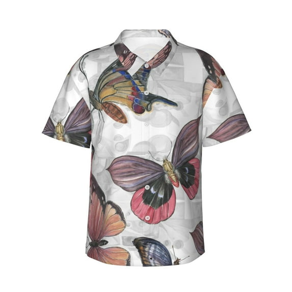 Disketp Hawaiian Shirts For Men,Vintage Butterflies Print Mens Casual Short Sleeve Button Down Shirts Beach Shirt