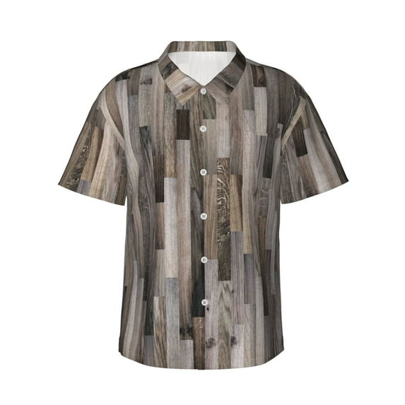 Disketp Hawaiian Shirts For Men,Wooden Texture Print Mens Casual Short Sleeve Button Down Shirts Beach Shirt