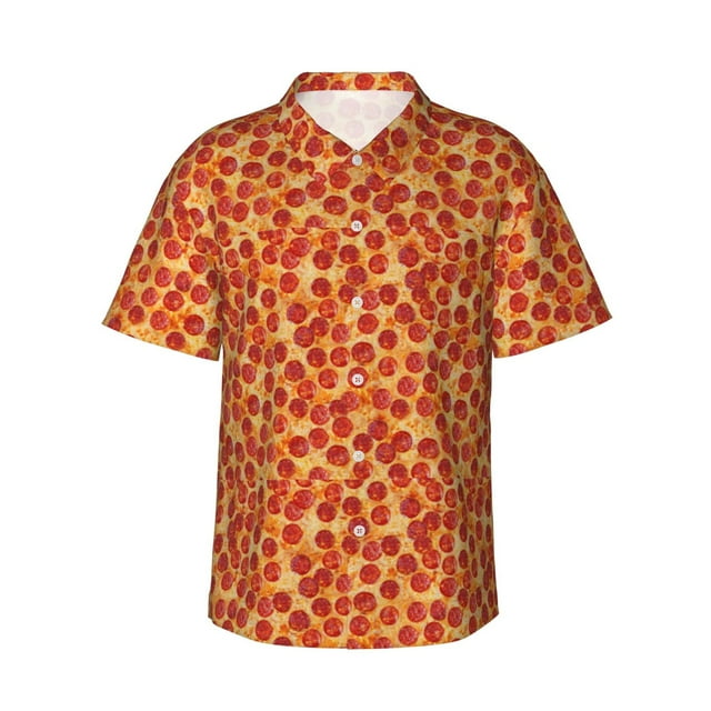 Disketp Hawaiian Shirts for Men,Pizza Print Mens Casual Short Sleeve