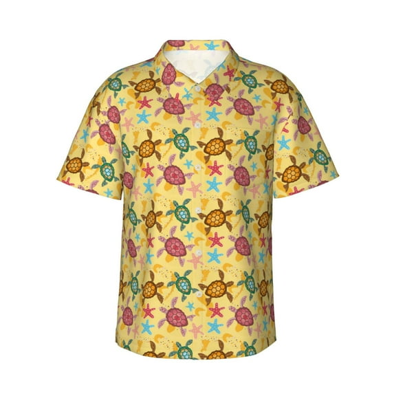 Disketp Hawaiian Shirts for Men,Sea and Sand Print Mens Casual Short Sleeve Button Down Shirts Beach Shirt