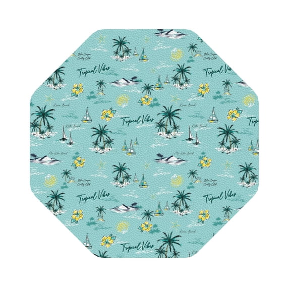 Disketp Hawaiian Style Funny Coasters,6 Pcs Leather Coasters with Holder, Perfect Housewarming Hostess Gifts,Protect Furniture from Water Marks Scratch and Damage