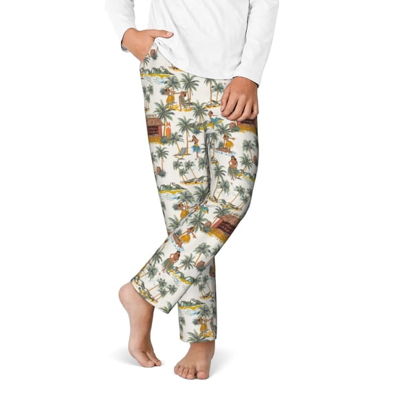 Disketp Hawaiian Style for Teenagers' Pajama Pants ,Lounge Pants Teen joggers Ideal for Home, School, or Sports-Medium