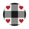 thumbnail image 1 of Disketp Heart Black Buffalo Plaid Gingham Funny Coasters,4 Pcs Leather Coasters With Holder, Perfect Housewarming Hostess Gifts,Protect Furniture From Water Marks Scratch, 1 of 9