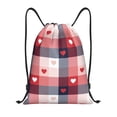thumbnail image 1 of Disketp Heart Plaid Drawstring Backpack Drawstring Gym Bags Draw String Bags for Sports, Gym, Travel, Swimming, Beach-Small, 1 of 6