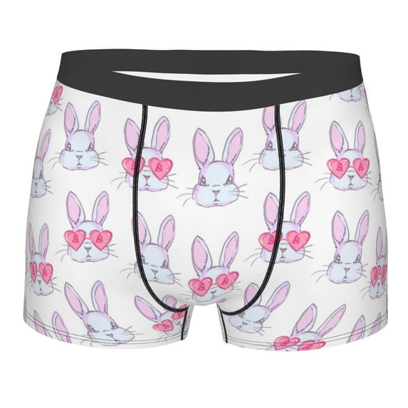 Disketp Heart Rabbit Men's Boxer Briefs,Soft and Breathable Cotton Underwear with ComfortFlex Waistband