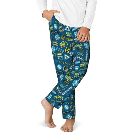 Disketp Heavy Equipment Machinery for Teenagers' Pajama Pants ,Lounge Pants Teen joggers Ideal for Home, School, or Sports-XS(5-6)