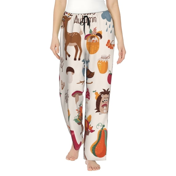 Disketp Hello Autumn Print Women'S Comfy Pajama Pants Casual Drawstring Palazzo Lounge Wide Leg Pants