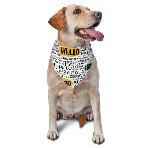 Disketp Hello Dog Bandanas 1PC Triangle Adjustable Puppy Bandana Bib Handkerchief for Large Medium Girl Dogs Pets Gift