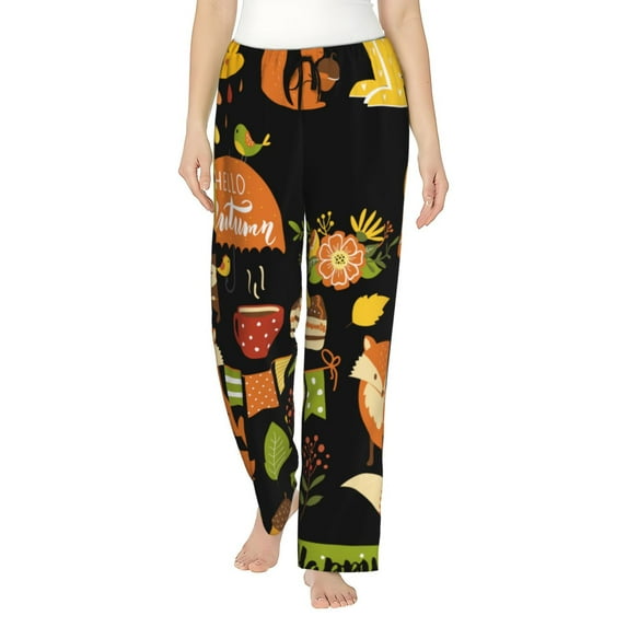 Disketp Hello Fall Print Women'S Comfy Pajama Pants Casual Drawstring Palazzo Lounge Wide Leg Pants