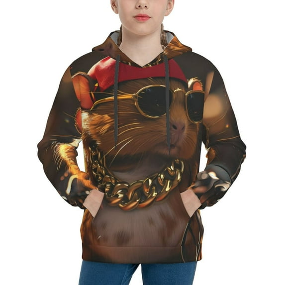 Disketp Hip-Hop Guinea Pig. Youth Hoodie Sweatshirt for Boys Girls Kids Pullover Hooded Classic Casual Essentials Hoodie-Large