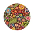 thumbnail image 1 of Disketp Hippie Peace Love Funny Coasters,4 Pcs Leather Coasters With Holder, Perfect Housewarming Hostess Gifts,Protect Furniture From Water Marks Scratch, 1 of 9