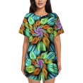 thumbnail image 1 of Disketp Hippie Style for 2 Piece Shorts Sleepwear Women's Short-Sleeved Pajama Set Round Neck Pjs-X-Large, 1 of 6