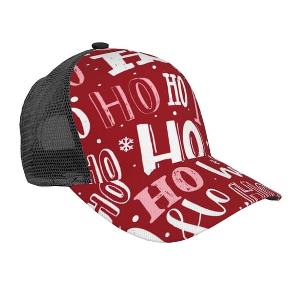 Disketp Ho Pattern Funny Christmas Print Trucker Hat Men Women - Mesh Baseball SnapBack Cap