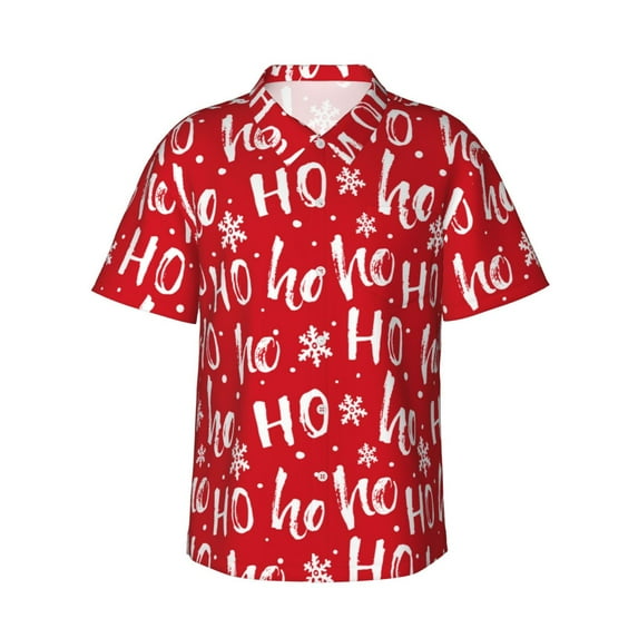 Disketp Hohoho Hawaiian Shirts for Men,Mens Casual Short Sleeve Button Down Shirts Beach Shirt,X-Large