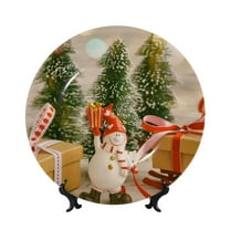 Disketp Holiday Christmas Stars Ceramic Plate Dinner Plates Bone China Decorative Plates Art Ceramic Ornaments for Wall Hanging Decoration -6in