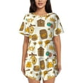 thumbnail image 1 of Disketp Honeycomb And Honey for 2 Piece Shorts Sleepwear Women's Short-Sleeved Pajama Set Round Neck Pjs-3X-Large, 1 of 6