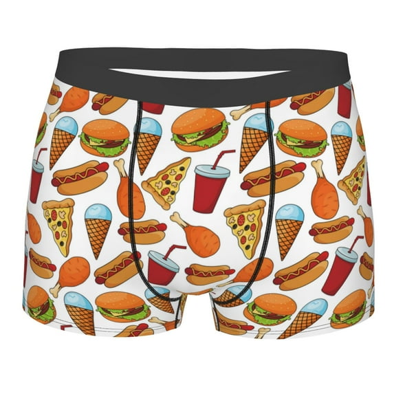 Disketp Hot Dog Burger Men's Boxer Briefs,Soft and Breathable Cotton Underwear with ComfortFlex Waistband