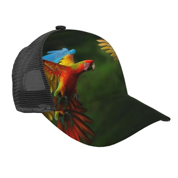 Disketp Hybrid Parrot in the Forest Print Trucker Hat Men Women - Mesh Baseball SnapBack Cap