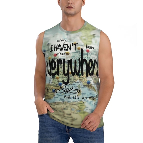 Disketp I Haven'T Been Everywhere But Its On My List Sleeveless Tshirts For Men, Muscle Shirts For Men Dry Fit Tank Top-Medium