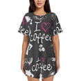 thumbnail image 1 of Disketp I Love Coffee for 2 Piece Shorts Sleepwear Women's Short-Sleeved Pajama Set Round Neck Pjs-4X-Large, 1 of 6