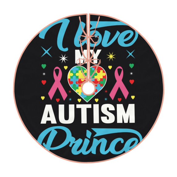Disketp I Love My Autism Christmas Tree Skirt, Christmas Tree Decorations, Christmas Decor, Tree Mat Decoration(30-48IN)-48"