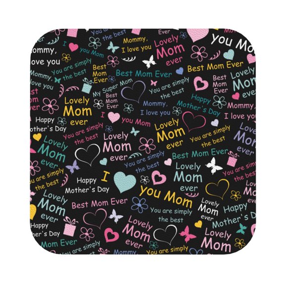Disketp I Love You Mom Funny Coasters,4 Pcs Leather Coasters With Holder, Perfect Housewarming Hostess Gifts,Protect Furniture From Water Marks Scratch And Damage