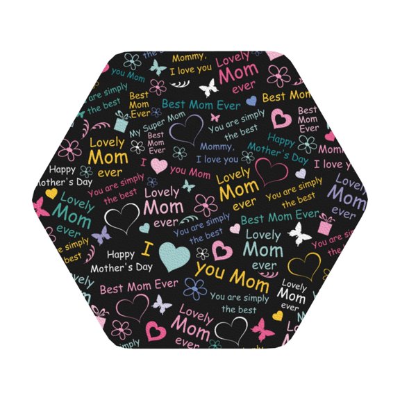 Disketp I Love You Mom Funny Coasters,6 Pcs Leather Coasters With Holder, Perfect Housewarming Hostess Gifts,Protect Furniture From Water Marks Scratch And Damage