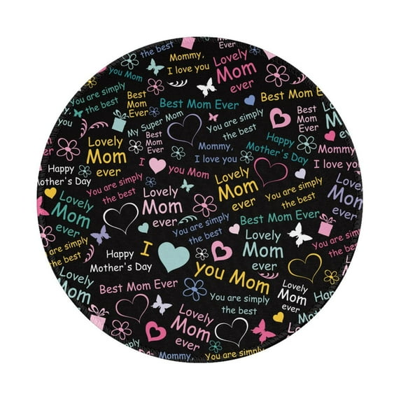 Disketp I love you Mom Small Mouse Pad 7.9x7.9 Inches,Washable Round Mousepad for Office Laptop Computer,Non-Slip Rubber Base Mouse Pads for Wireless Mouse