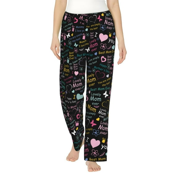 Disketp I love you Mom for Women's Pajama Pants - Ultra Soft Fleece Sleep and Lounge Pants (Size: S-3XL)-Large