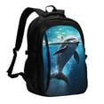 thumbnail image 1 of Disketp Ice Blue Ocean Cute Dolphin Travel Laptop Backpack, Laptops Backpack with USB Charging Port, Water Resistant Computer Bag Gift for Men & Women, 1 of 7