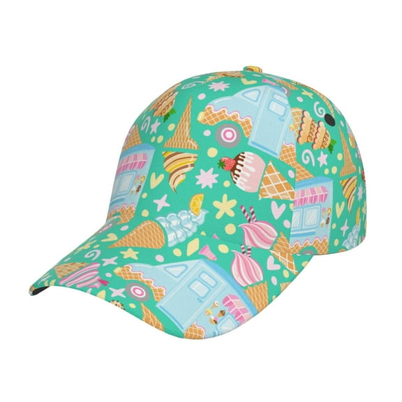 Disketp Icecream Truck Print Baseball Caps For Outdoor Sports Fashion Casual Outdoor Caps Men Women