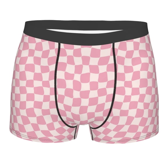 Disketp Irregular Plaid Men's Boxer Briefs,Soft and Breathable Cotton Underwear with ComfortFlex Waistband
