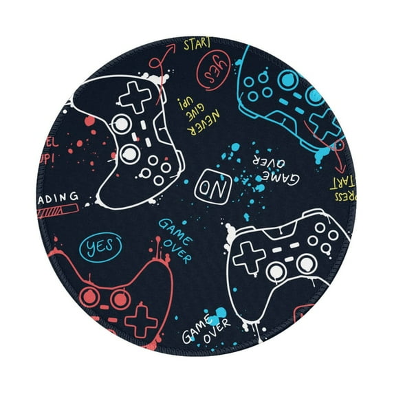 Disketp Joystick Gamepad Small Mouse Pad 7.9x7.9 Inches,Washable Round Mousepad For Office Laptop Computer,Non-Slip Rubber Base Mouse Pads For Wireless Mouse