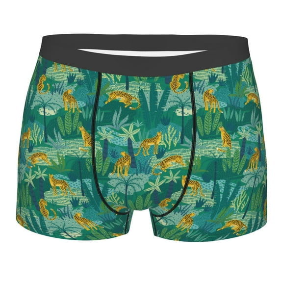 Disketp Jungle Leopard Men's Boxer Briefs,Soft and Breathable Cotton Underwear with ComfortFlex Waistband