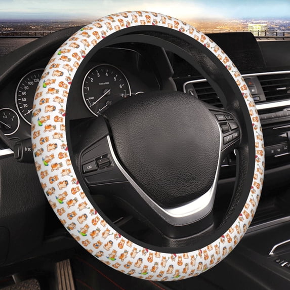 Disketp Kawaii Shiba Dog Elastic Microfiber Steering Wheel Cover for Truck,SUV,Cars,Universal 15 inch,Anti-Slip