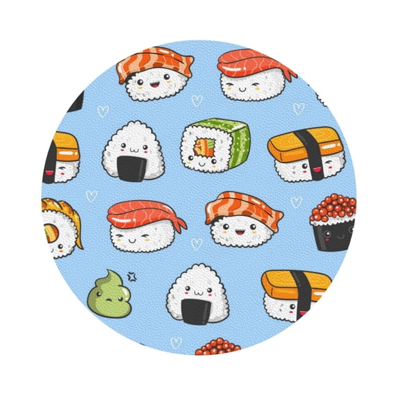 Disketp Kawaii Sushi (2) Funny Coasters,6 Pcs Leather Coasters With Holder, Perfect Housewarming Hostess Gifts,Protect Furniture From Water Marks Scratch And Damage