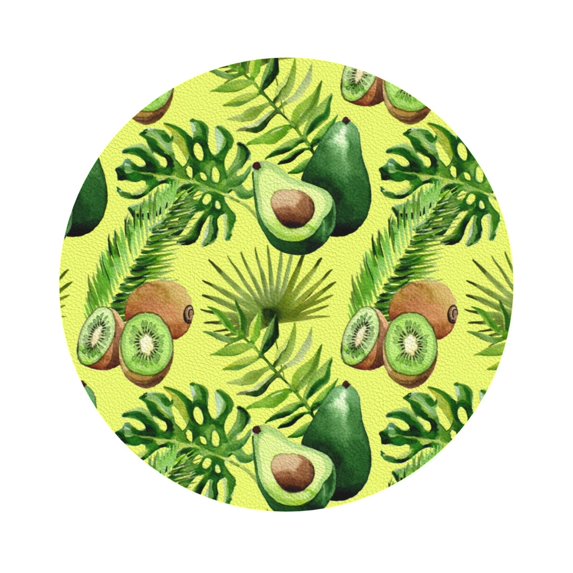 Disketp Kiwi And Avocado Funny Coasters,6 Pcs Leather Coasters With Holder, Perfect Housewarming Hostess Gifts,Protect Furniture From Water Marks Scratch And Damage
