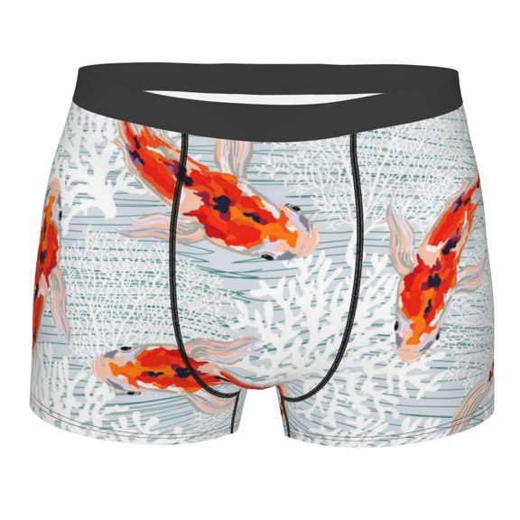 Disketp Koi Fish Corals,Spring Summer Men'S Boxer Briefs,Soft And Breathable Cotton Underwear With Comfortflex Waistband