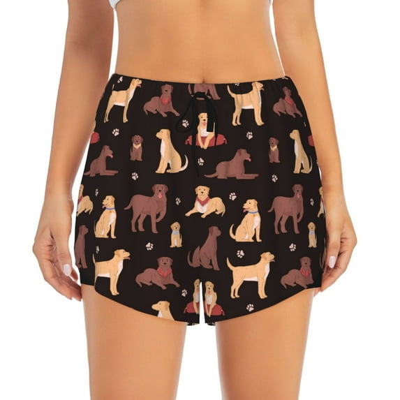 Disketp Labrador Retriever Dog Print Women's Shorts Workout Shorts for Athletic Gym Running Shorts with Phone Pockets XX-Large