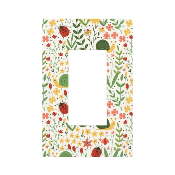 Disketp Ladybug And Wild Flowers Decorator Light Switch or Receptacle Outlet Wall Plate Decorator Wall Plate Child Safe Outlet Cover-Style U