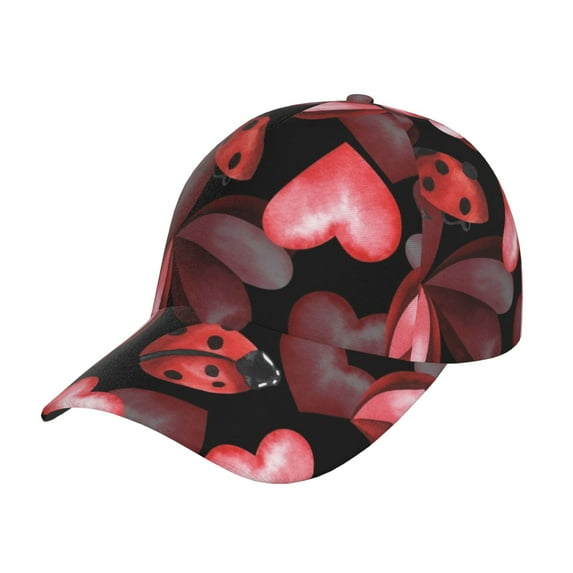Disketp Ladybugs And Red Hearts Print Baseball Caps For Outdoor Sports Fashion Casual Outdoor Caps Men Women