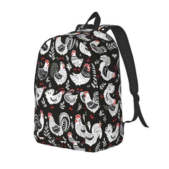 Disketp Laying Hens And Roosters Canvas Backpack Lightweight Travel Daypack Student Rucksack Laptop Backpack-Small