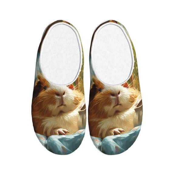 Disketp Lazy Home Style Guinea Pig Women's Men's Slippers Plush Slip-On House Slipper for Winter Indoor Soft Cushion Non-slip Fluffy Slides Slippers-11