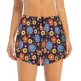 Disketp Leaves Flower Print Women's Shorts Workout Shorts for Athletic