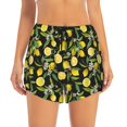thumbnail image 1 of Disketp Lemon Fruits Flowers Leaves Print Women's Shorts Workout Shorts for Athletic Gym Running Shorts with Phone Pockets Medium, 1 of 8
