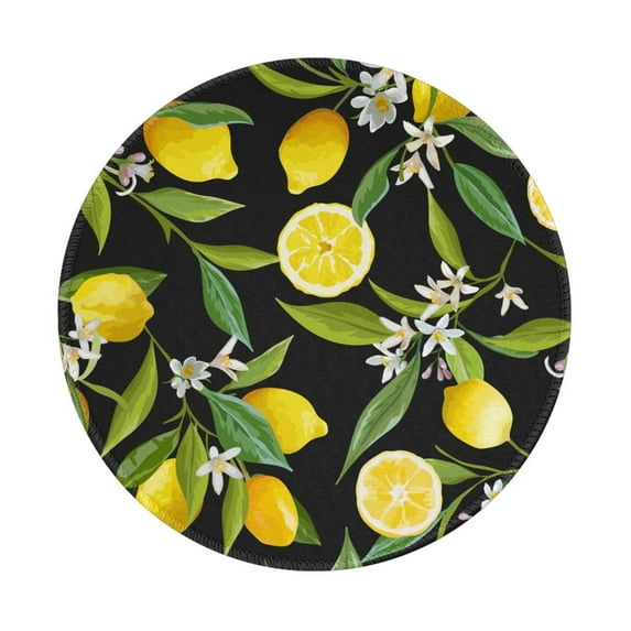 Disketp Lemon Fruits Flowers Leaves Small Mouse Pad 7.9x7.9 Inches,Washable Round Mousepad For Office Laptop Computer,Non-Slip Rubber Base Mouse Pads For Wireless Mouse